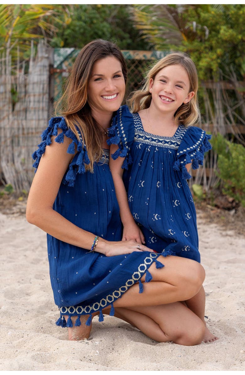 Mer St. Barth Serena Tassel Dress, Alternate, color, Blue