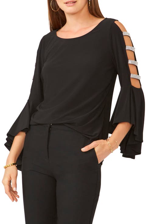 Ladder Trim Bell Sleeve Top