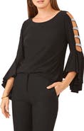 Chaus Ladder Trim Bell Sleeve Top