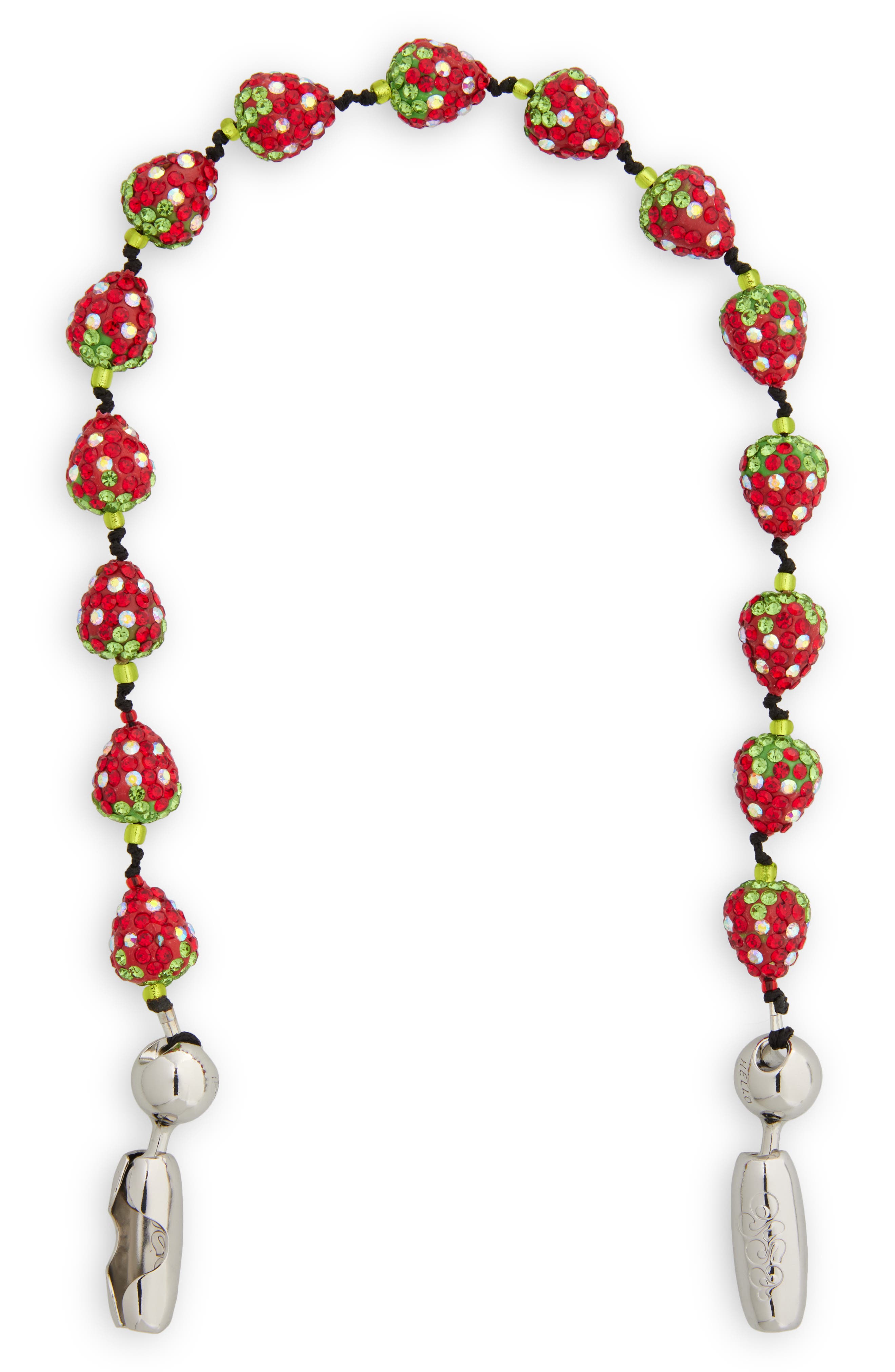 Strawberry Crystal Pavé Beaded Wrist Strap for iPhone Case, Main, color, STRAWBERRY