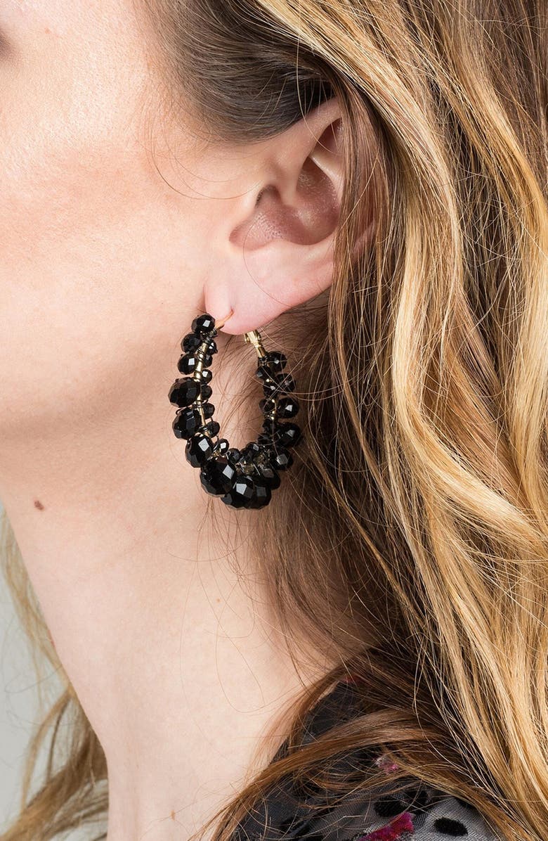 SAACHI Shaam Beaded Hoop Earrings, Alternate, color, 