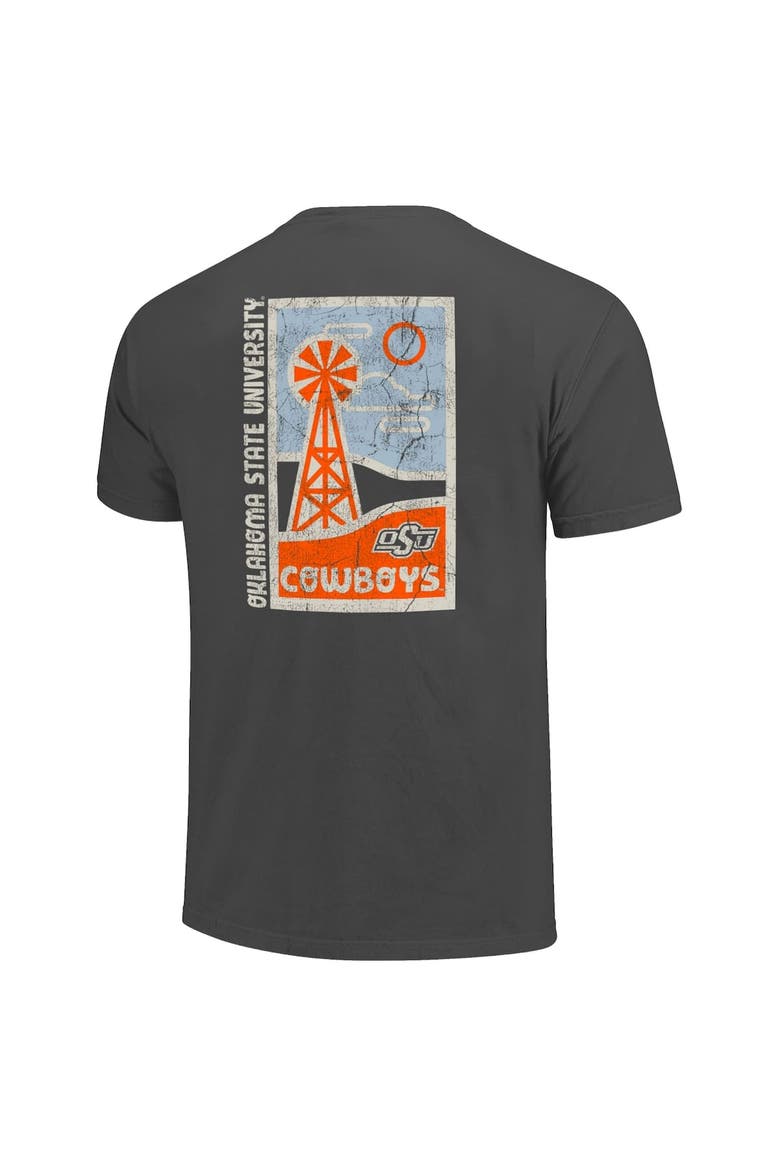 Men's  Graphite Oklahoma State Cowboys Comfort Colors Minimal Vista Distressed Graphics T-Shirt, Alternate, color, Graphite