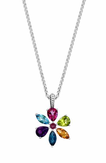 Sterling Silver Semiprecious Gemstone Pendant Necklace