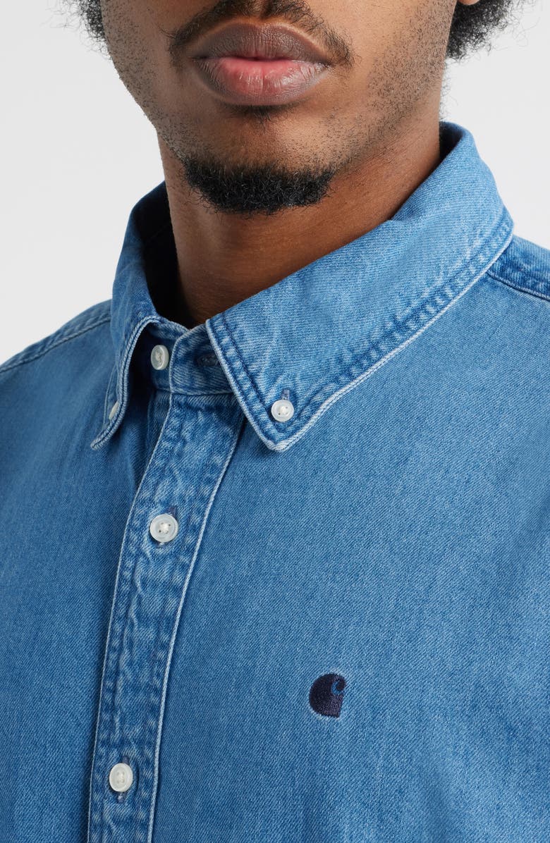 Carhartt Work In Progress Lucas Denim Button-Down Shirt, Alternate, color, Blue Stone Washed