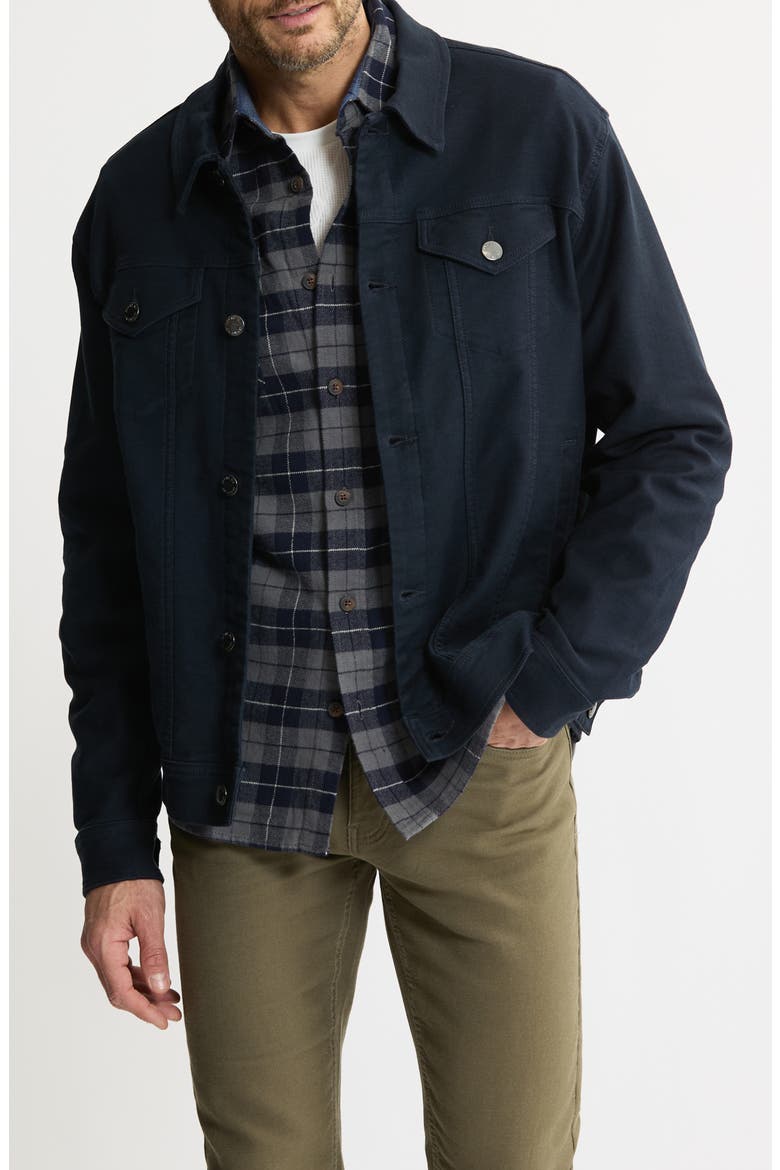 Stretch Cotton Trucker Jacket, Main, color, NAVY