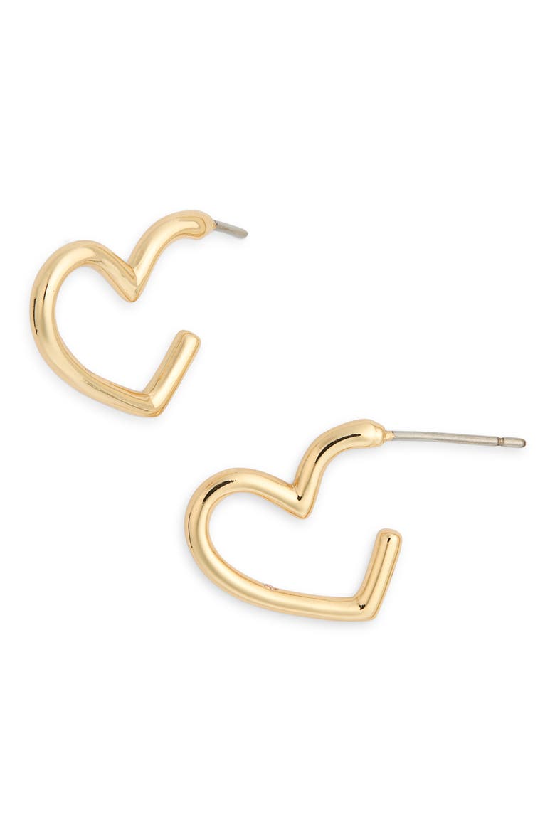 mini heart hoop earrings, Main, color, GOLD.
