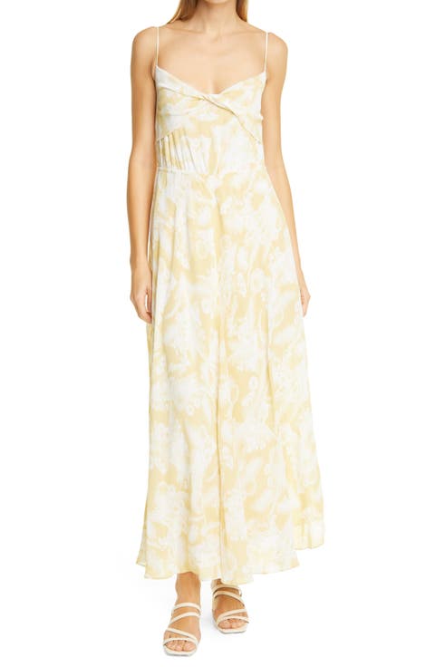 Floral Knot Front Drape Maxi Dress