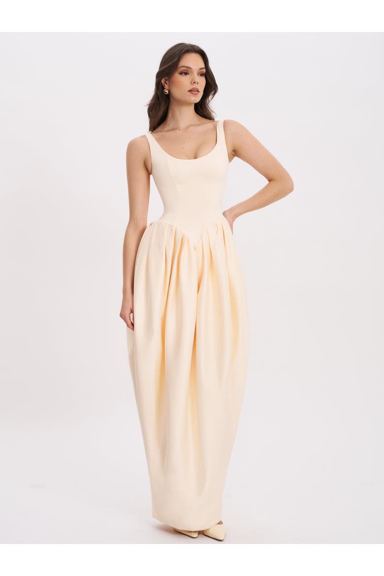 Udana Drop Waist Tulip Gown, Alternate, color, Butter Yellow