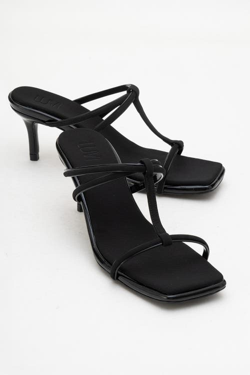 Prologue Shoes Mocha Strap Heel Sandal In Black