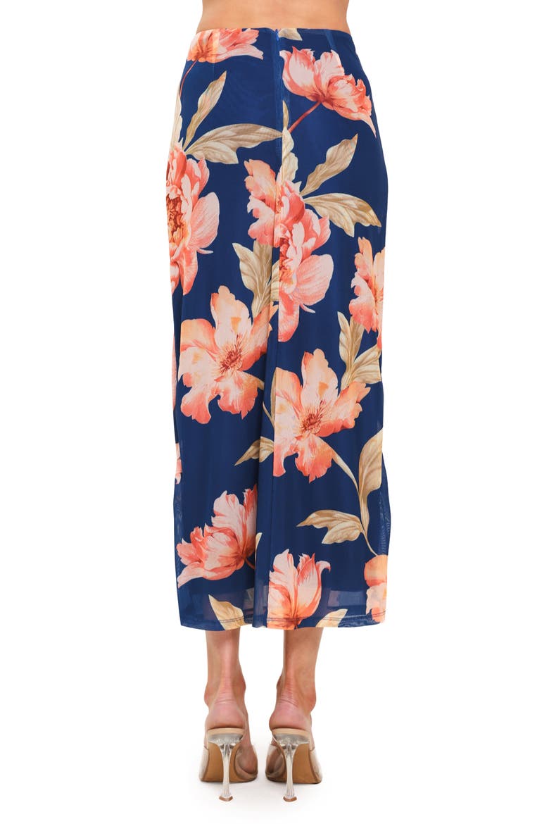 Floral Ruched Mesh Maxi Skirt, Alternate, color, NAVY