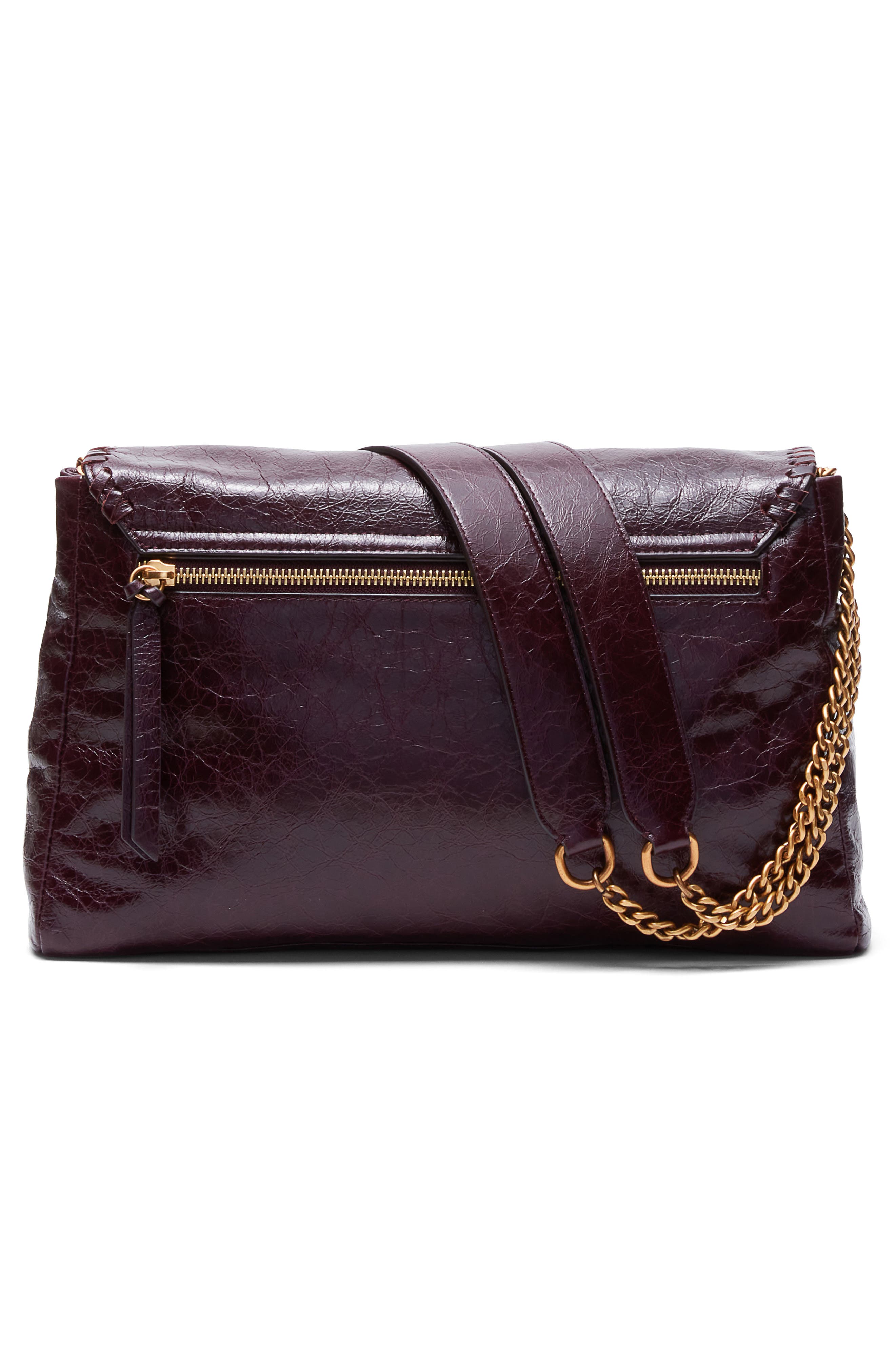 rag 
bone Large Chelsea Flap Leather Convertible Shoulder Bag, Alternate, color, Blackberry