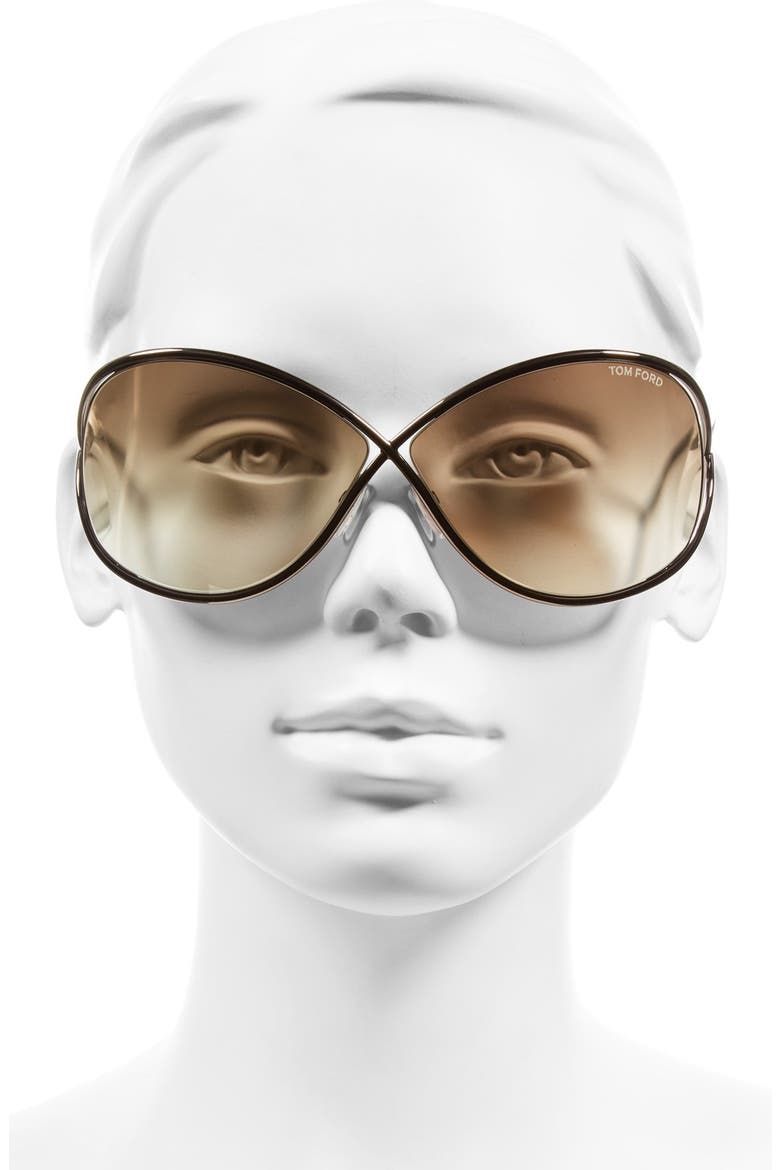 Miranda 68mm Open Temple Oversize Metal Sunglasses, Alternate, color, BRONZE