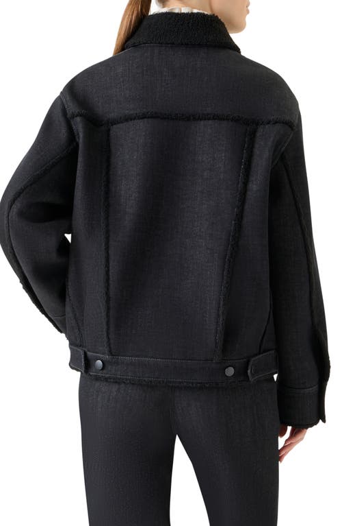 Akris Punto Faux Fur Lined Denim Trucker Jacket In Black