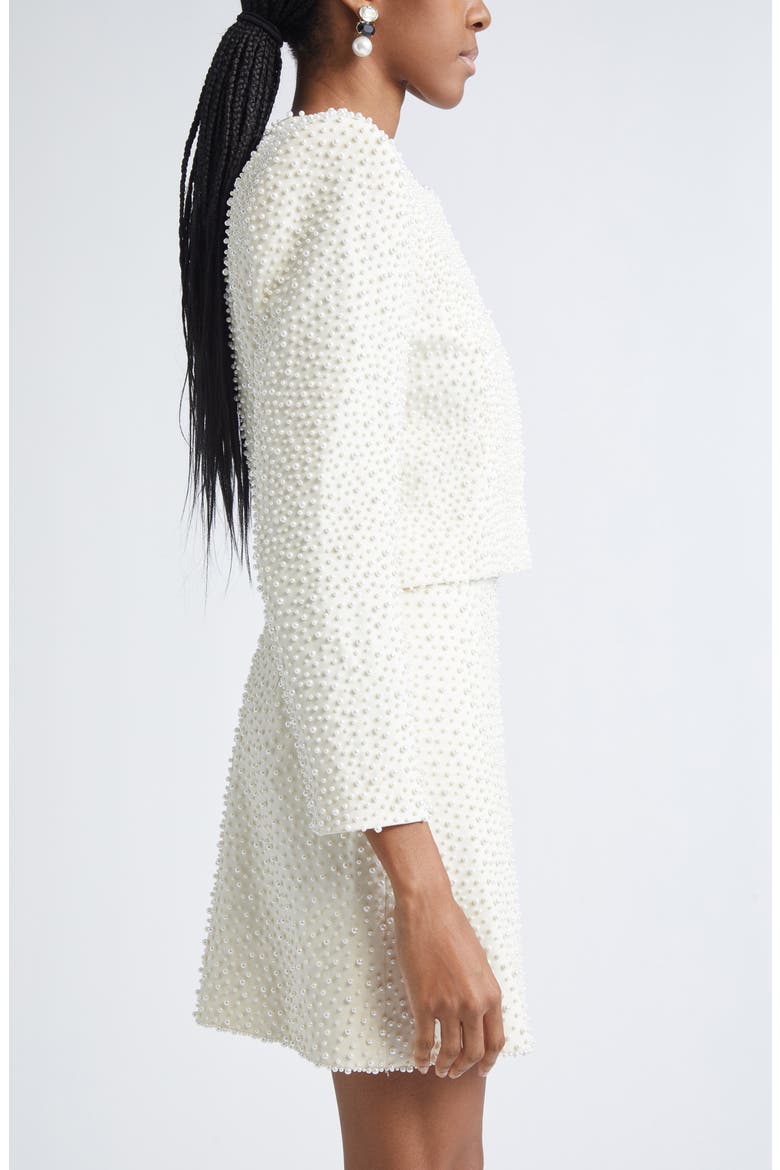 Faux Pearl Embellished Crop Jacket, Alternate, color, IVORY