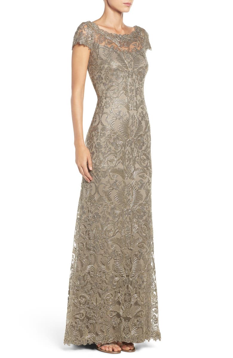 Tadashi Shoji Illusion Yoke Gown, Alternate, color, 