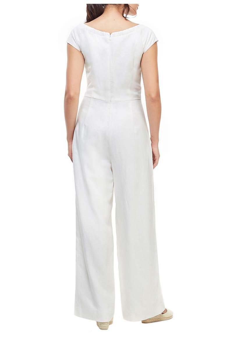 Gal Meets Glam Collection Jordan Linen Blend Button Down Wide Leg Jumpsuit, Alternate, color, 