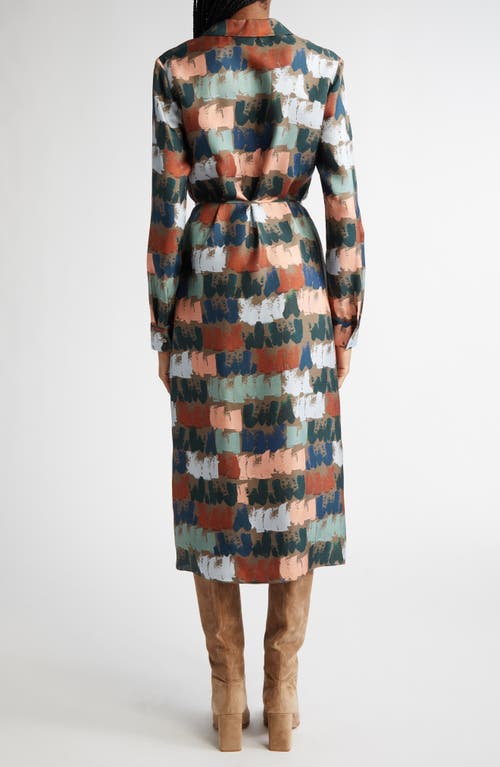 Shop Lafayette 148 New York Painter's Palette Print Long Sleeve Silk Shirtdress In Concrete Multi