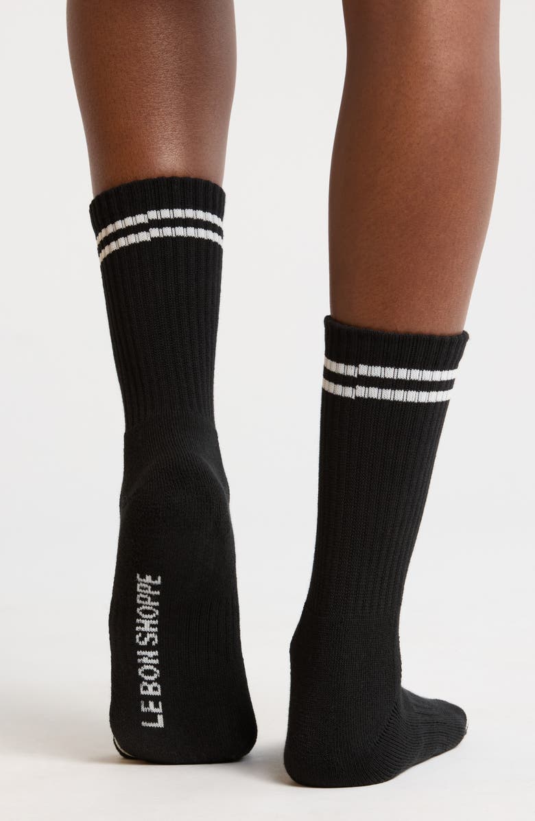 Le Bon Shoppe Boyfriend Crew Socks, Alternate, color, Noir