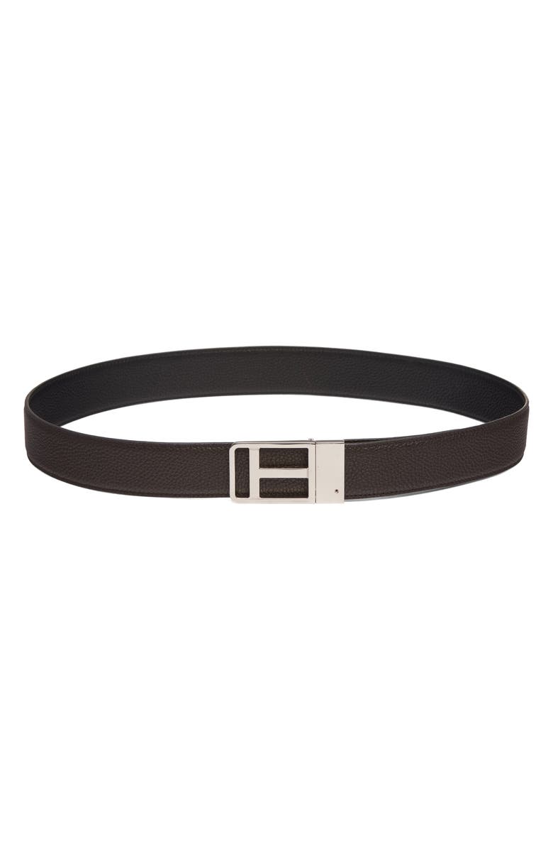 TOM FORD Framed T Buckle Reversible Soft Grain Leather Belt, Main, color, Brown/ Black
