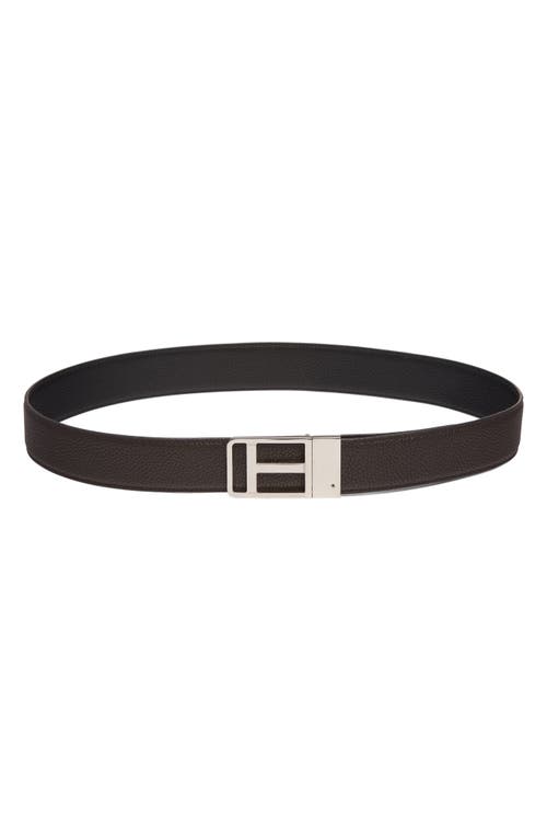 Tom Ford Framed T Buckle Reversible Soft Grain Leather Belt In Brown