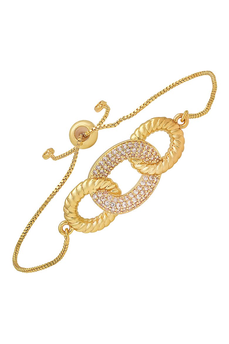 Pavé CZ Interlock Slide Bracelet, Alternate, color, GOLD