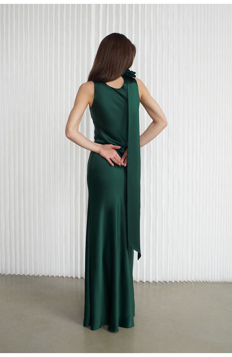 Vasiliki Luna Silky Bias Cut Dress Emerald, Alternate, color, Emerald