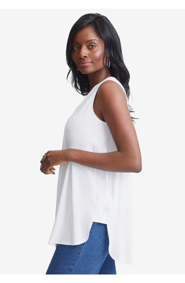 Jessica London Stretch Knit Hi-Low Zip Tunic, Alternate, color, White