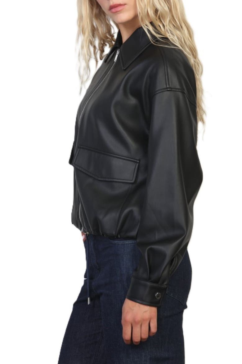 Faux Leather Jacket, Alternate, color, BLACK