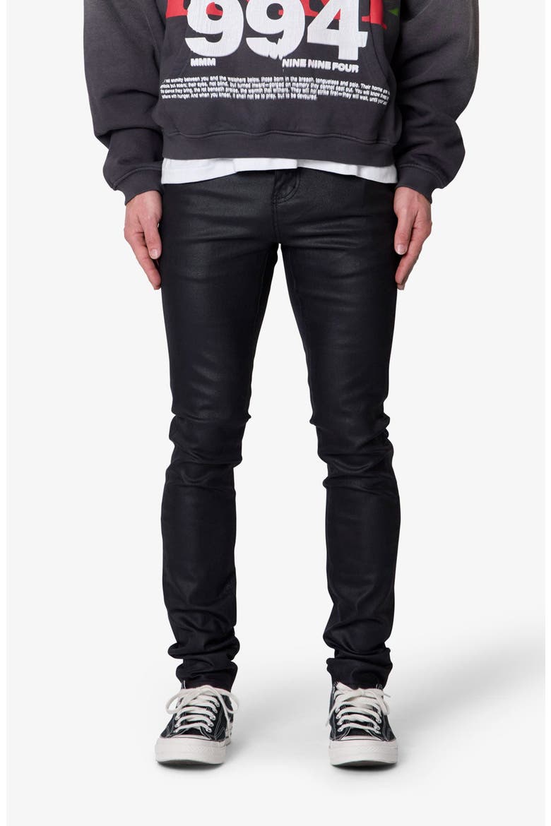 Skinny Waxed Jeans, Main, color, BLACK