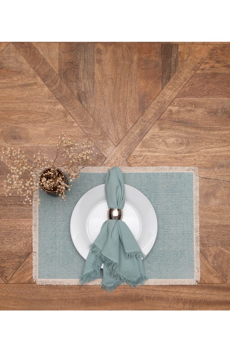 C&F Home Fringed Sea Glass Set of 6 Placemats 14" x 20", Alternate, color, Blue