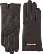 Bruno Magli Logo Buckle Leather Gloves