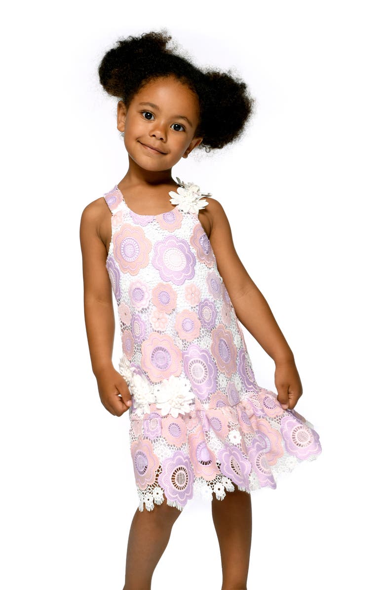 Hannah Banana Kids' Floral Knit Drop Waist Dress, Alternate, color, Purple Multi