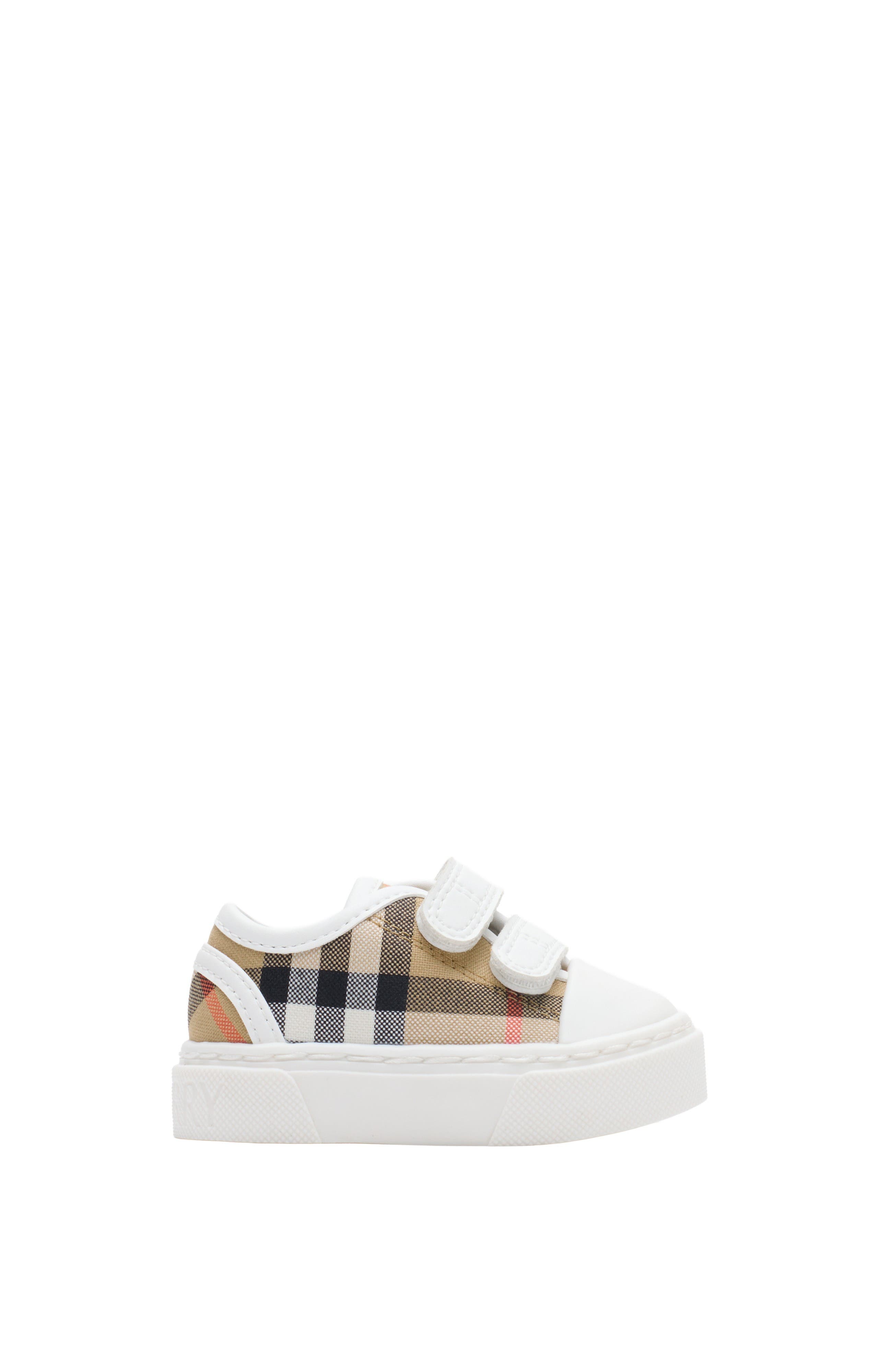 Burberry Check Cotton Sneakers, Main, color, Sand Beige