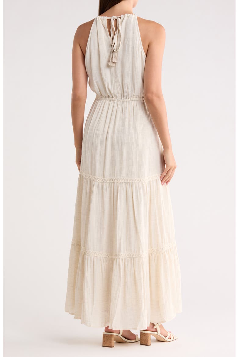 Tiered Halter Dress, Alternate, color, OFF WHITE/ TAUPE