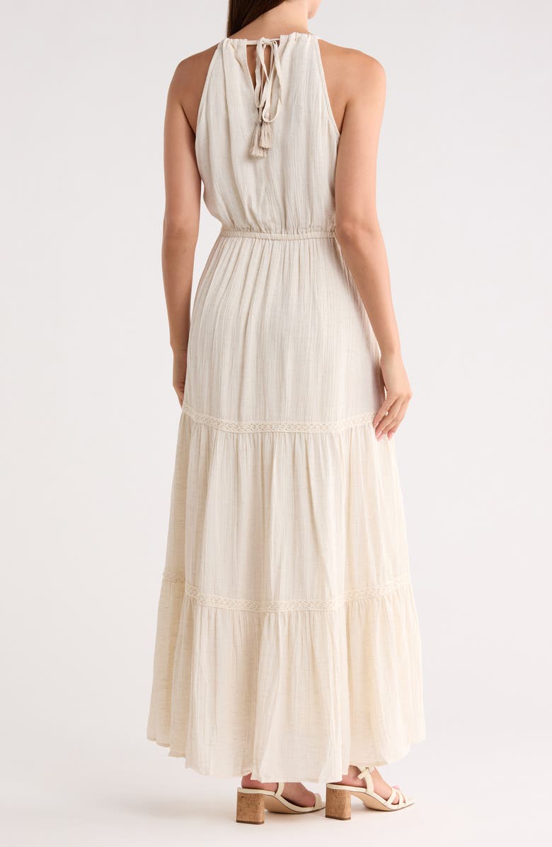 Lovestitch Tiered Halter Dress, Alternate, color, Off White/ Taupe