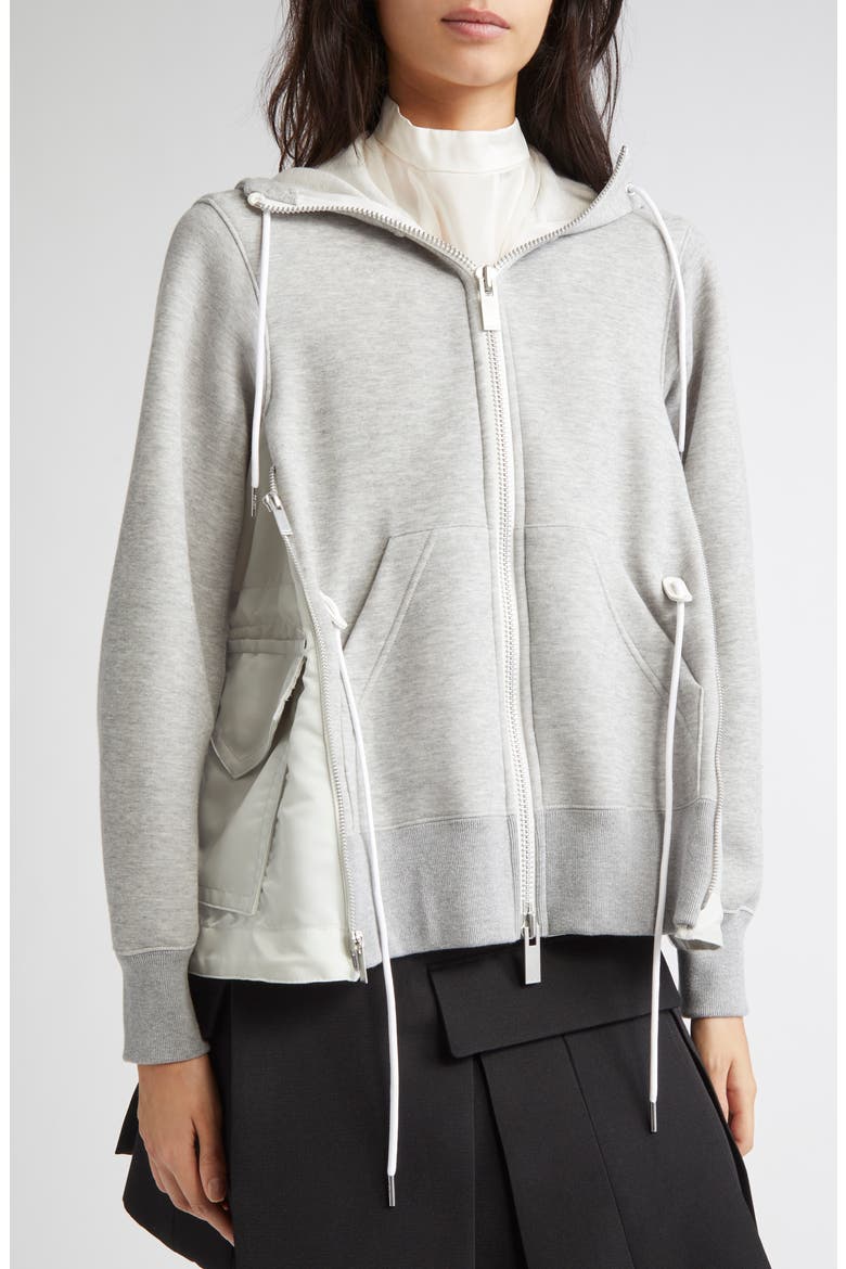 Sponge Sweat x Nylon Twill Hoodie, Alternate, color, LIGHT GRAY/ LIGHT GRAY 381