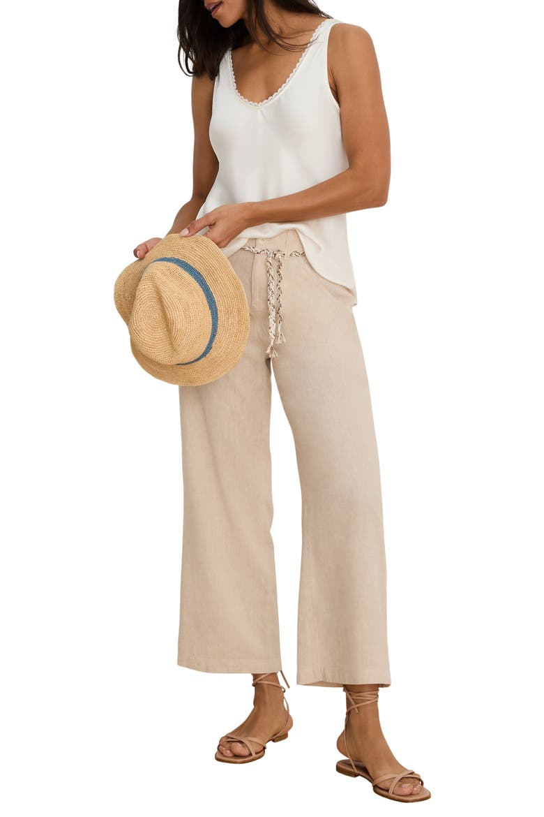 Eliot Linen Blend Ankle Wide Leg Pants, Alternate, color, NEUTRAL MIX