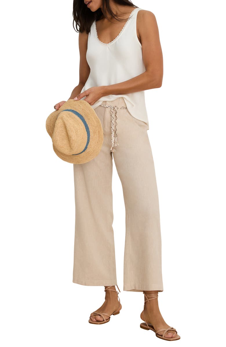 NIC+ZOE Eliot Linen Blend Ankle Wide Leg Pants, Alternate, color, Neutral Mix