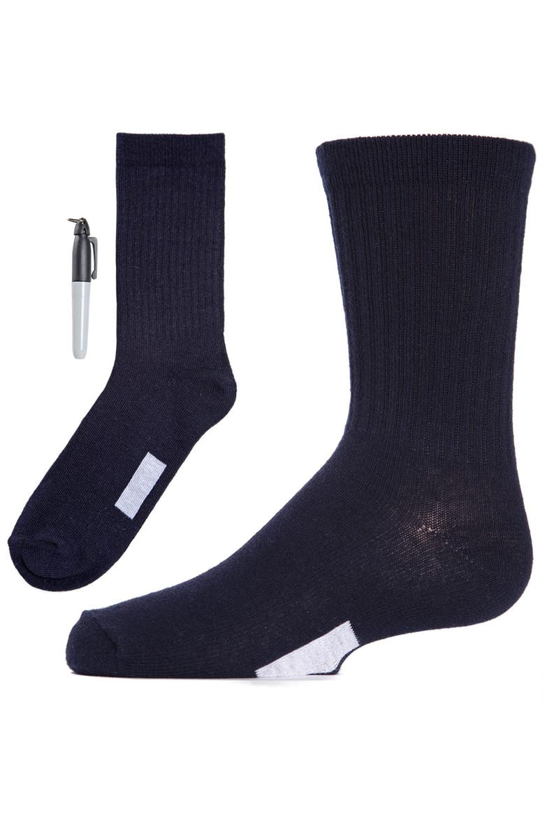 Write On Camp Kids Crew Sock 3-Pack, Main, color, Navy