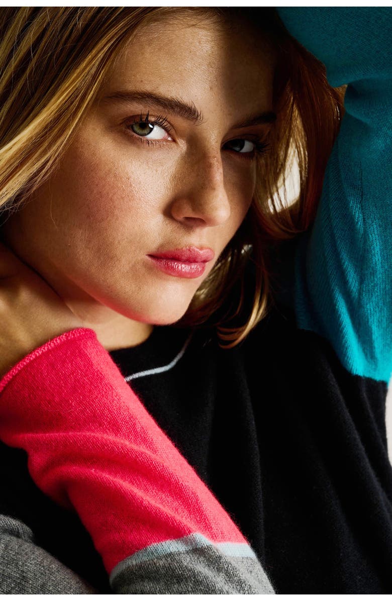 Lisa Todd Block Talk Cashmere Sweater, Alternate, color, Onyx Combo