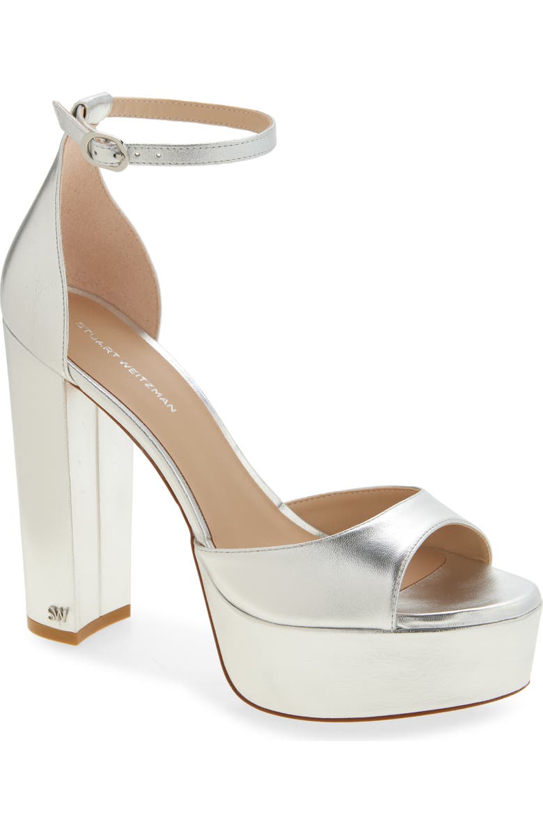 Stuart Weitzman Pamela Metallic Platform Sandal, Main, color,