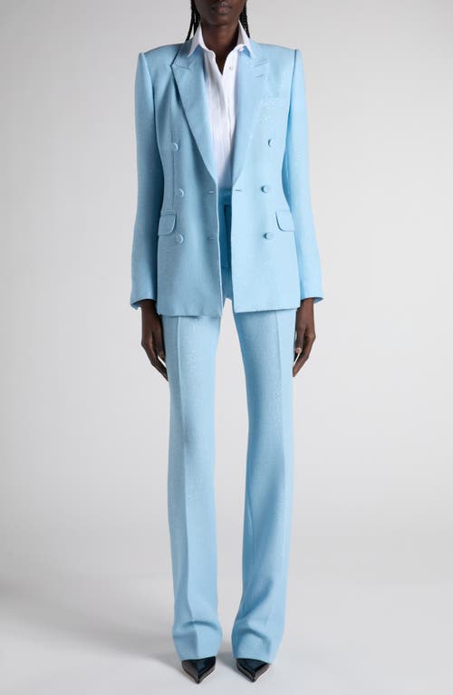 Tom Ford Tailored Sequin Wool Blend Crepe Straight Leg Pants In Blue