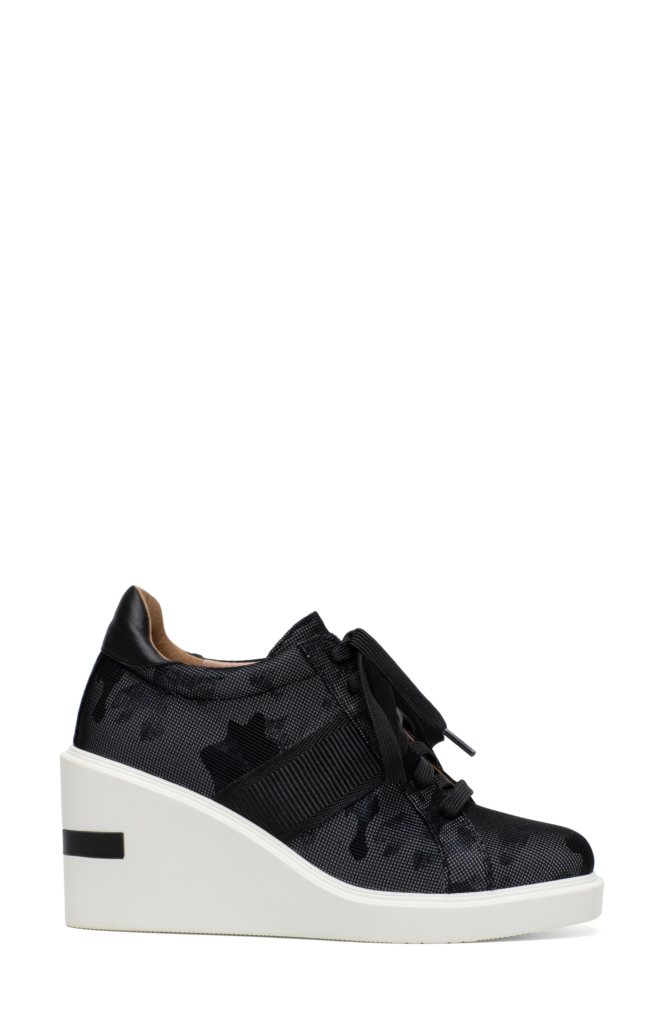 Kandis Wedge Sneaker, Alternate, color, BLACK CAMO FABRIC
