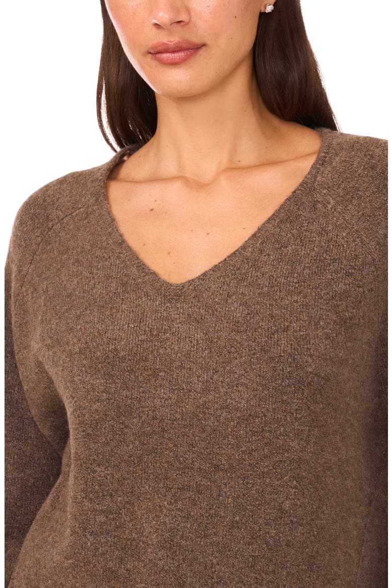 V-Neck Sweater, Alternate, color, MEDIUM BROWN