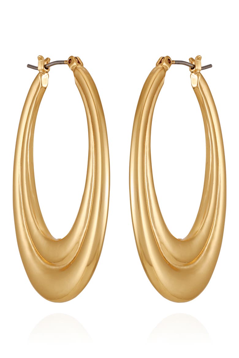Oval Hoop Earrings, Alternate, color, GOLDTONE