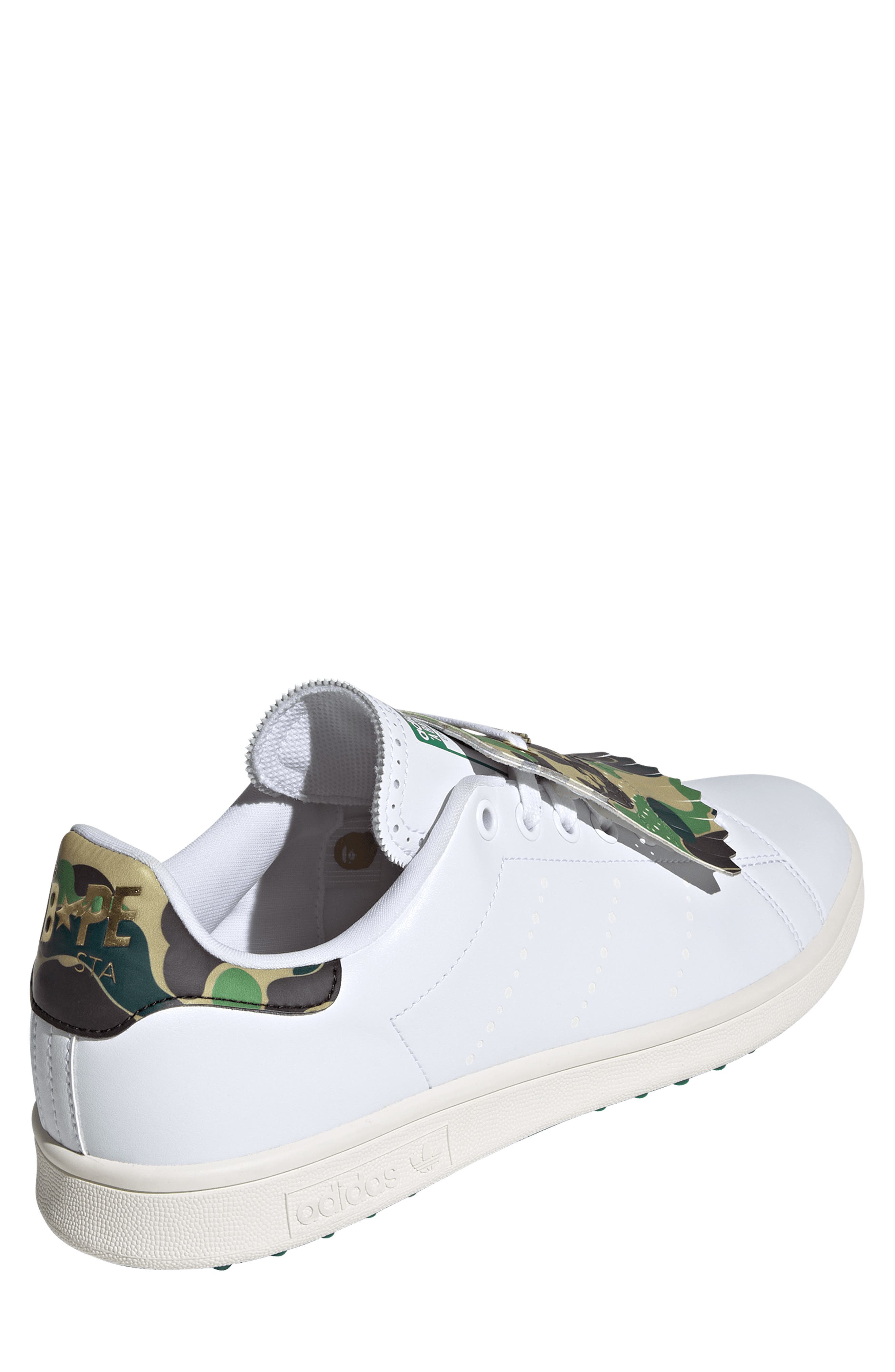 adidas Stan Smith x BAPE Golf Shoe, Alternate, color, White/ White/ Green