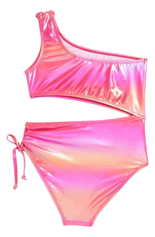 Ava & Yelly Kids' One-piece Irridescent Ombré One-piece Swimsuit In Pink