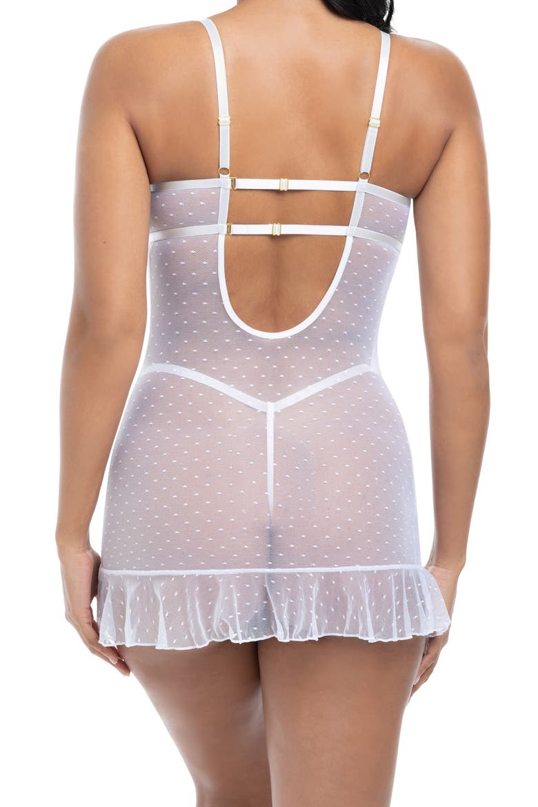 Portia Open Cup Underwire Chemise & G-String Set, Alternate, color, BRIGHT WHITE