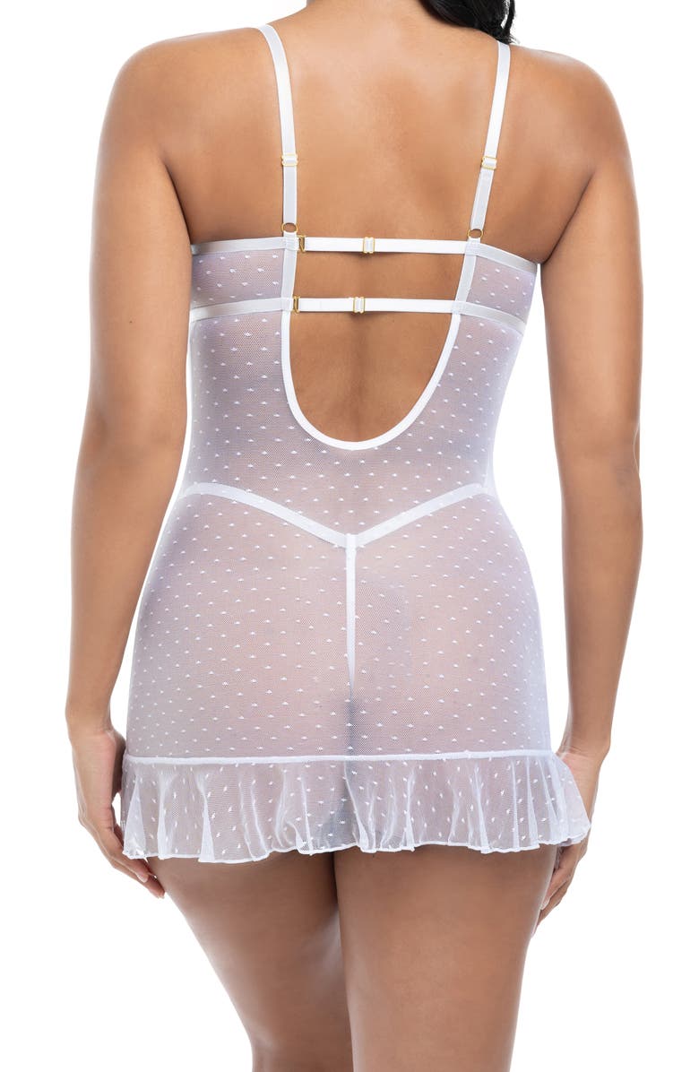 Oh La La Cheri Portia Open Cup Underwire Chemise & G-String Set, Alternate, color, Bright White