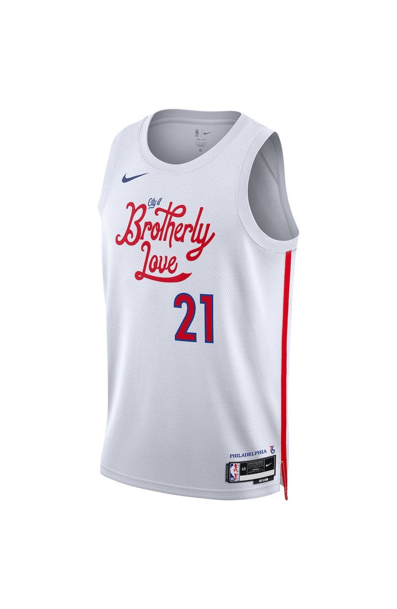 Nike Unisex Nike Joel Embiid White Philadelphia 76ers 2022/23 Swingman Jersey - City Edition, Alternate, color, 